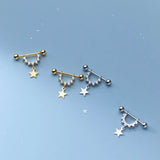 925 Sterling Silver Zircon Star Stud Earrings for Women