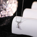 925 Silver Zircon Water Drop Pendant Necklace Classic Fine Jewelry
