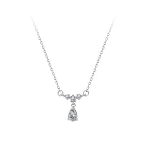925 Silver Zircon Water Drop Pendant Necklace Classic Fine Jewelry