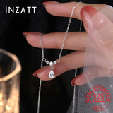 925 Silver Zircon Water Drop Pendant Necklace Classic Fine Jewelry