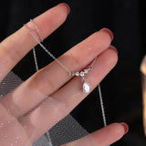 925 Silver Zircon Water Drop Pendant Necklace Classic Fine Jewelry