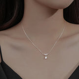925 Silver Zircon Water Drop Pendant Necklace Classic Fine Jewelry