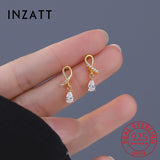 925 Silver Zircon Water Drop Stud Earrings Women Party Jewelry Gift