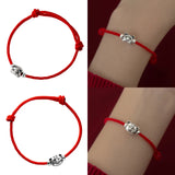 925 Sterling Silver Zodiac Tiger Red Rope Animal Charm Bracelet Women Jewelry