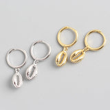 925 Sterling Silver Shell Hoop Earrings Hiphop Fine Jewelry 18k