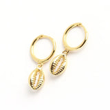 925 Sterling Silver Shell Hoop Earrings Hiphop Fine Jewelry 18k
