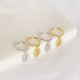 925 Sterling Silver Shell Hoop Earrings Hiphop Fine Jewelry 18k
