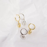 925 Sterling Silver Shell Hoop Earrings Hiphop Fine Jewelry 18k