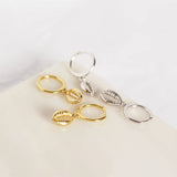 925 Sterling Silver Shell Hoop Earrings Hiphop Fine Jewelry 18k