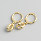 925 Sterling Silver Shell Hoop Earrings Hiphop Fine Jewelry 18k