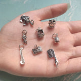 925 Sterling Thai Silver Animal Zircon Charms for DIY Punk Accessories
