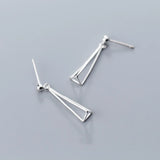 925 Sterling Silver Triangle Drop Earrings Geometric Hollow Punk Jewelry
