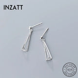 925 Sterling Silver Triangle Drop Earrings Geometric Hollow Punk Jewelry