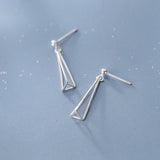 925 Sterling Silver Triangle Drop Earrings Geometric Hollow Punk Jewelry