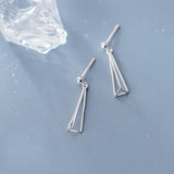 925 Sterling Silver Triangle Drop Earrings Geometric Hollow Punk Jewelry