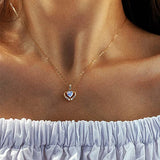 925 Silver Zircon Heart Chain Necklace Wedding Fine Jewelry