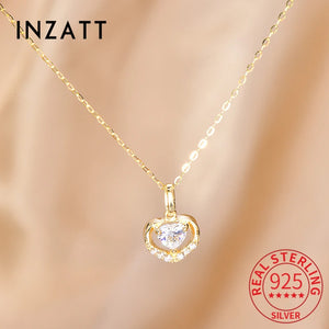 925 Silver Zircon Heart Chain Necklace Wedding Fine Jewelry