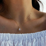 925 Silver Zircon Heart Chain Necklace Wedding Fine Jewelry