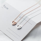 925 Sterling Silver Heart Choker Pendant Necklace Rose Jewelry