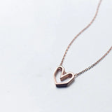 925 Sterling Silver Heart Choker Pendant Necklace Rose Jewelry