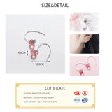 925 Silver Round Strawberry Quartz Drop Earrings For Women