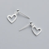 925 Silver Snow Heart Drop Earrings for Women