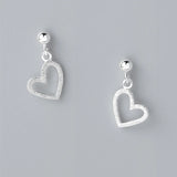 925 Silver Snow Heart Drop Earrings for Women