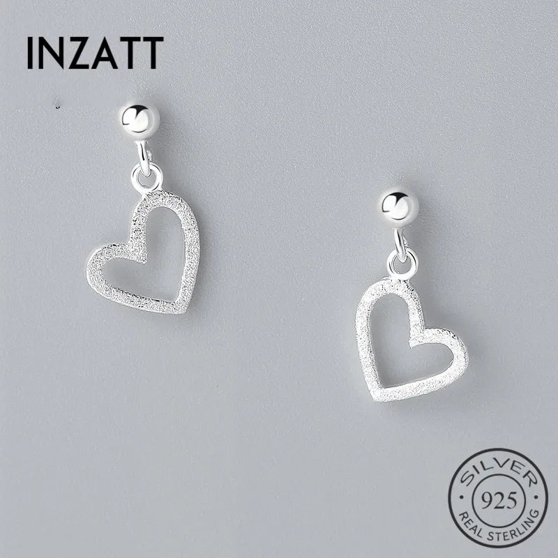 925 Silver Snow Heart Drop Earrings for Women