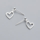 925 Silver Snow Heart Drop Earrings for Women