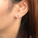 925 Sterling Silver Chain Tassel Drop Earrings Zircon Punk Jewelry