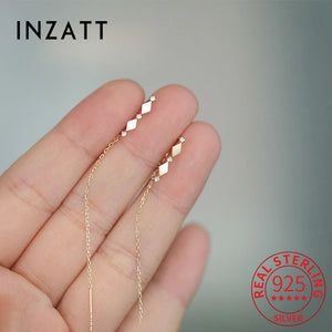 925 Sterling Silver Chain Tassel Drop Earrings Zircon Punk Jewelry