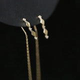 925 Sterling Silver Chain Tassel Drop Earrings Zircon Punk Jewelry