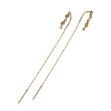 925 Sterling Silver Chain Tassel Drop Earrings Zircon Punk Jewelry