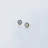 INZATT Talisman Eyes Zircon Round Stud Earrings 925 Sterling Silver