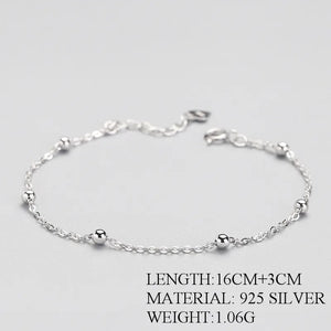 925 Silver Bead Bracelet Chain Link Office OL Jewelry