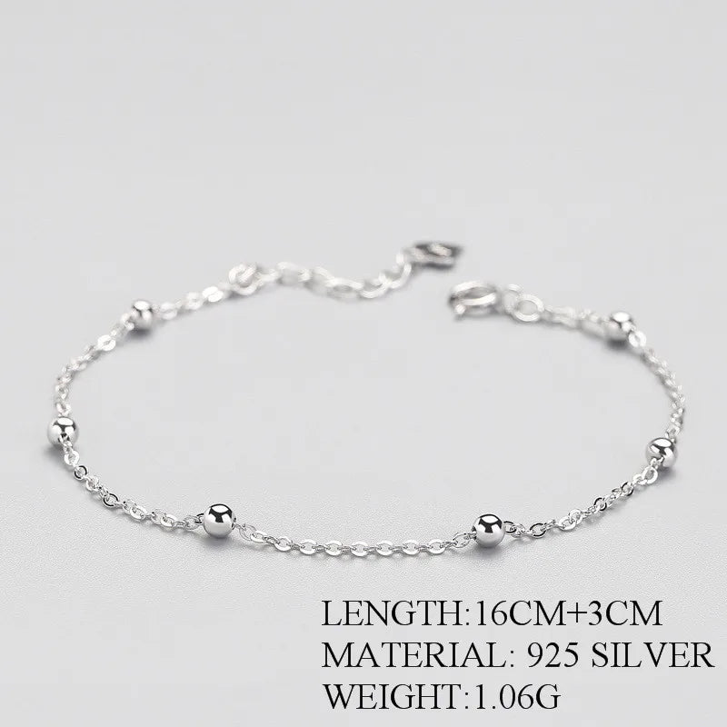 925 Silver Bead Bracelet Chain Link Office OL Jewelry