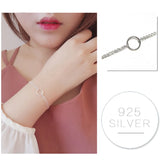 925 Silver Circle Bracelet Geometric Chain Fine Jewelry