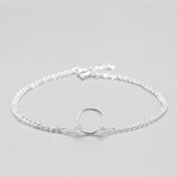 925 Silver Circle Bracelet Geometric Chain Fine Jewelry