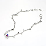925 Silver Crystal Square Bracelet Geometric Chain Jewelry