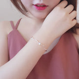 925 Silver Crystal Square Bracelet Geometric Chain Jewelry