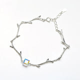 925 Silver Crystal Square Bracelet Geometric Chain Jewelry