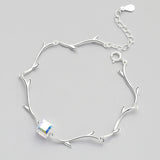 925 Silver Crystal Square Bracelet Geometric Chain Jewelry