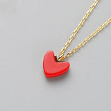 925 Silver Red Heart Pendant Necklace Stone Fine Jewelry