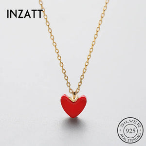 925 Silver Red Heart Pendant Necklace Stone Fine Jewelry