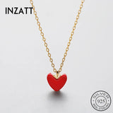 925 Silver Red Heart Pendant Necklace Stone Fine Jewelry