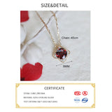 925 Sterling Silver Red Zircon Choker Necklace for Women