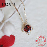 925 Sterling Silver Red Zircon Choker Necklace for Women