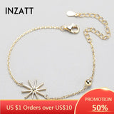 925 Silver Sun Flower Bracelet Women Summer Chain Jewelry
