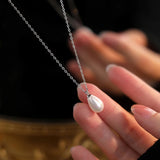 925 Silver Water Drop Pearl Choker Necklace Women Classic Fine Jewelry