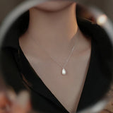 925 Silver Water Drop Pearl Choker Necklace Women Classic Fine Jewelry
